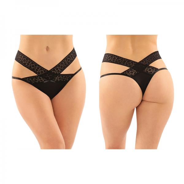 Daphne Microfiber Brazilian-cut Panty With Criss-cross Lace Waistband 6-pack S/m Black