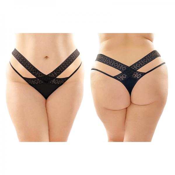 Daphne Microfiber Brazilian-cut Panty With Criss-cross Lace Waistband 6-pack Q/s Black