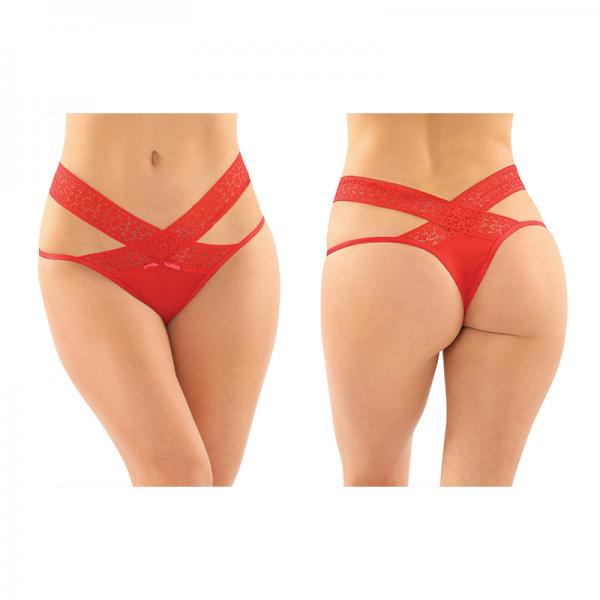 Daphne Microfiber Brazilian-cut Panty With Criss-cross Lace Waistband 6-pack S/m Red