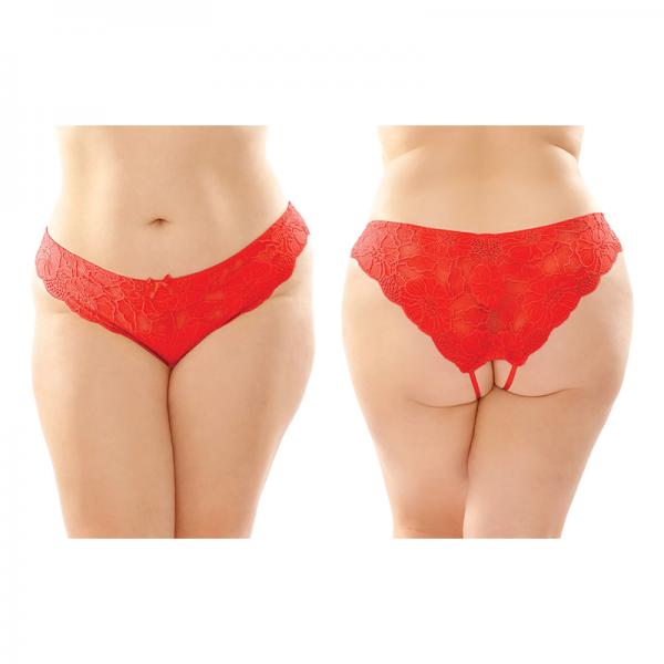 Poppy Crotchless Floral Lace Panty 6-pack Q/s Red