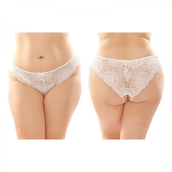 Poppy Crotchless Floral Lace Panty 6-pack Q/s White