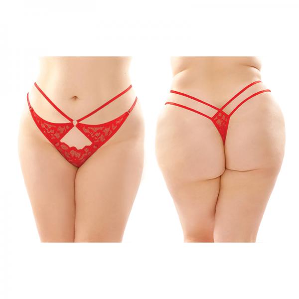 Jasmine Strappy Lace Thong With Front Keyhole Cutout 6-pack Q/s Red