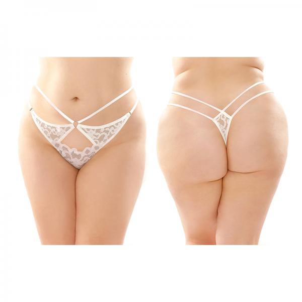 Jasmine Strappy Lace Thong With Front Keyhole Cutout 6-pack Q/s White