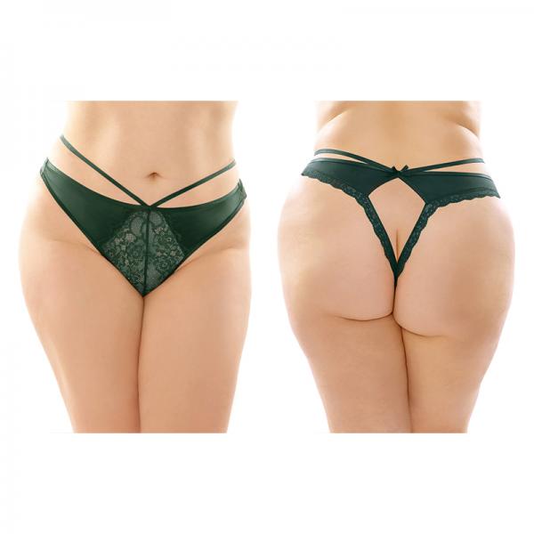 Kalina Strappy Microfiber And Lace Thong With Back Cutout 6-pack Q/s Green