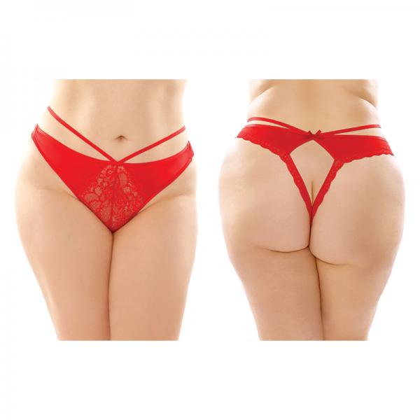 Kalina Strappy Microfiber And Lace Thong With Back Cutout 6-pack Q/s Red