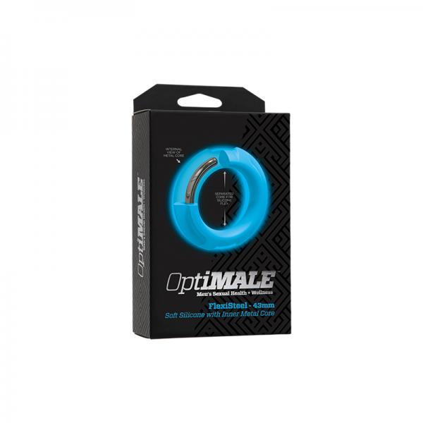 Optimale Flexisteel Silicone, Metal Core Cock Ring 43 Mm Blue