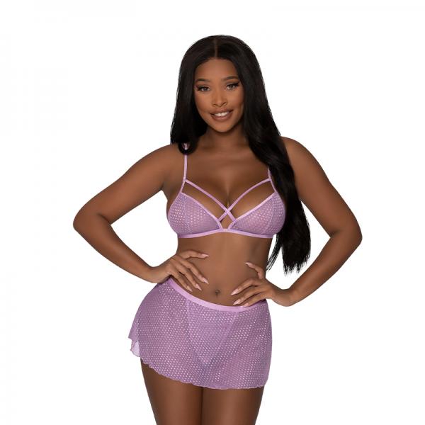 Magic Silk Girl Next Door Bralette W Skirt Lilac S/m