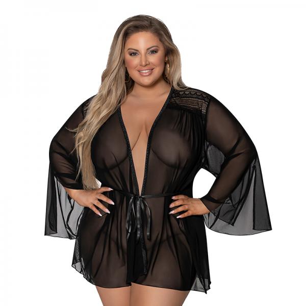 Magic Silk Modern Romance Short Robe Black Queen Size