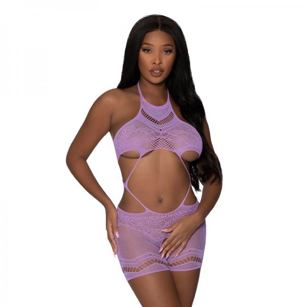 Magic Silk Seamless Crotchless Romper Lavender Os