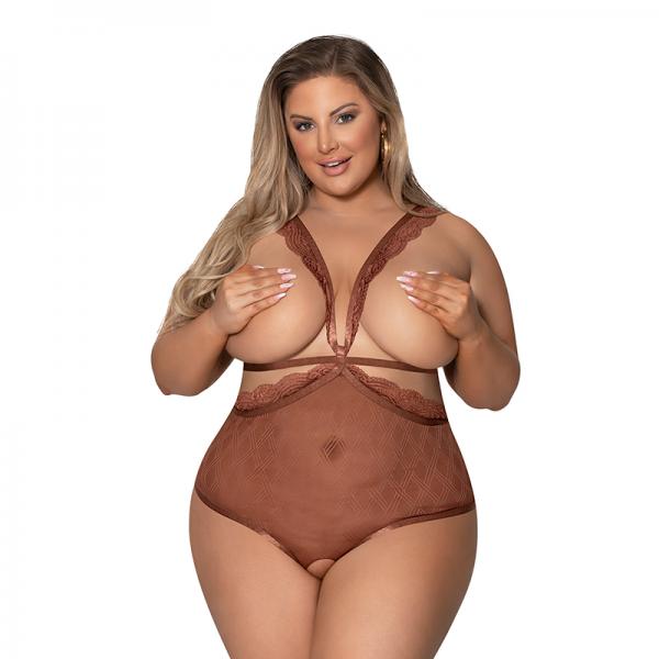 Magic Silk Caramel Kiss Teddy W Open Back Carmel Queen  Size