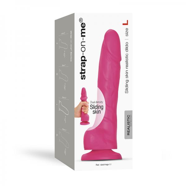 Strap-on-me Sliding Skin Realistic Dual-density Dildo Dual Fuchsia  L