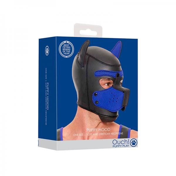 Puppy Play Neoprene Puppy Hood Blue/black