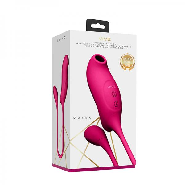 Vive Quino Air Wave & Vibrating Egg Vibrator Pink