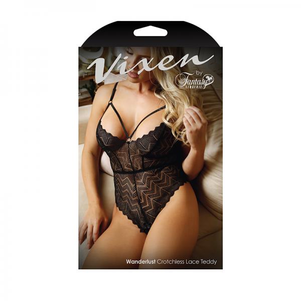 Vixen Wanderlust Crotchless Lace Teddy Black O/s