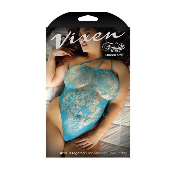 Vixen Bind Us Together One-shoulder Lace Teddy Blue Queen