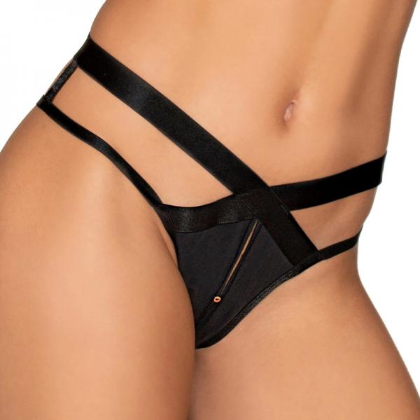 Dreamgirl Microfiber Open-crotch Strappy Panty Black S