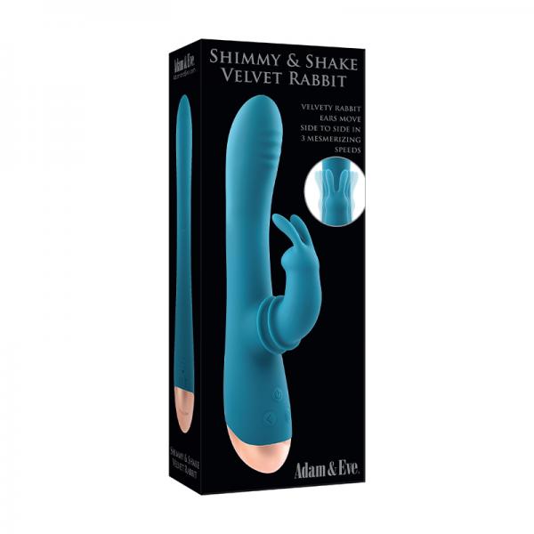 Adam & Eve Shimmy & Shake Velvet Rabbit Silicone Teal