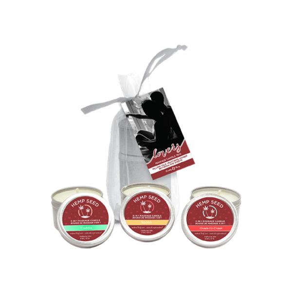 Earthly Body Hemp Seed Holiday Candle Trio Includes: 1 Of Each Hemp Seed 3-in-1 Massage Candle 2 Oz