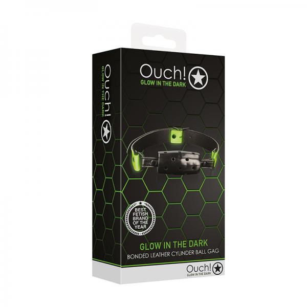 Ouch! Glow Cylinder Gag - Glow In The Dark - Green