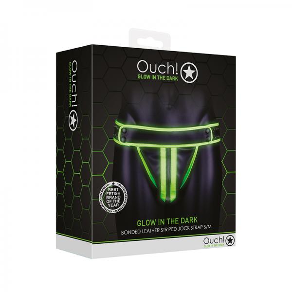 Ouch! Glow Striped Jock Strap - Glow In The Dark - Green - S/m