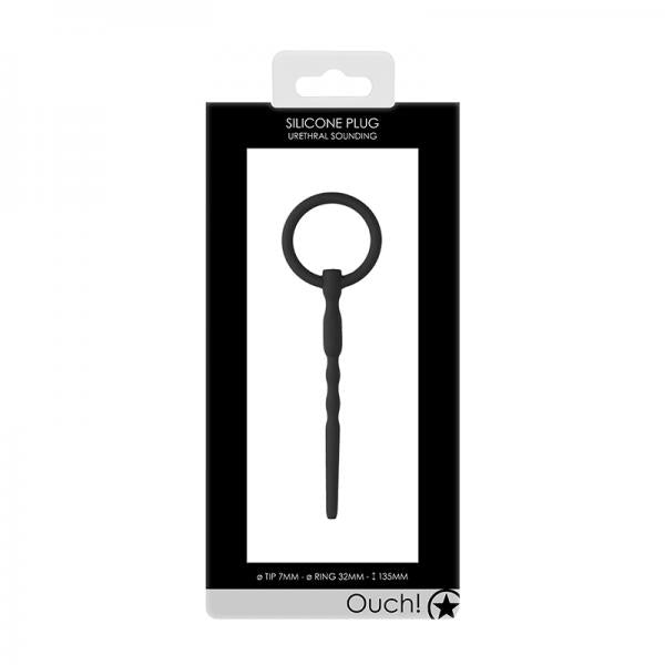 Ouch! Urethral Sounding - Silicone Plug - Black - 7 Mm