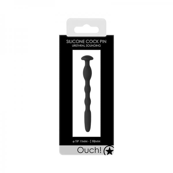 Ouch! Urethral Sounding - Silicone Cock Pin - Black - 11 Mm