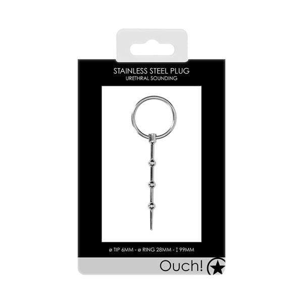 Ouch! Urethral Sounding - Metal Plug - Beaded - 6 Mm