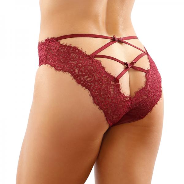 Ivy Lace Bikini Panty With Lattice Cut-out Back Garnet S/m