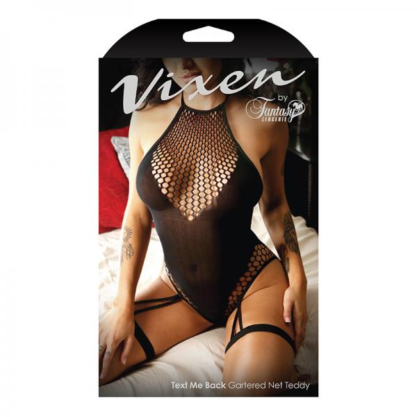 Vixen Text Me Back High-neck Gartered Teddy Black O/s