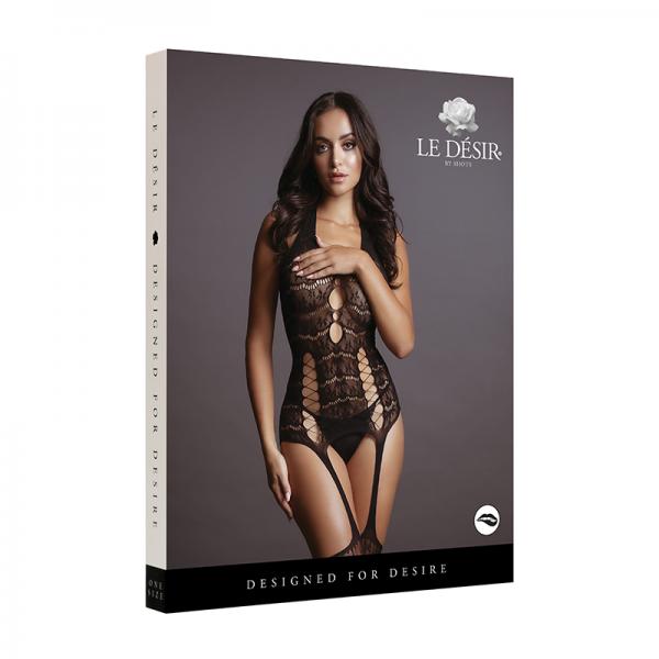 Shots Le Desir Lace Suspender Bodystocking Black O/s