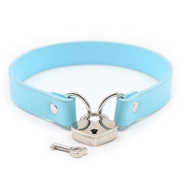 Ple'sur Pvc Collar With Heart Lock & Key Aqua