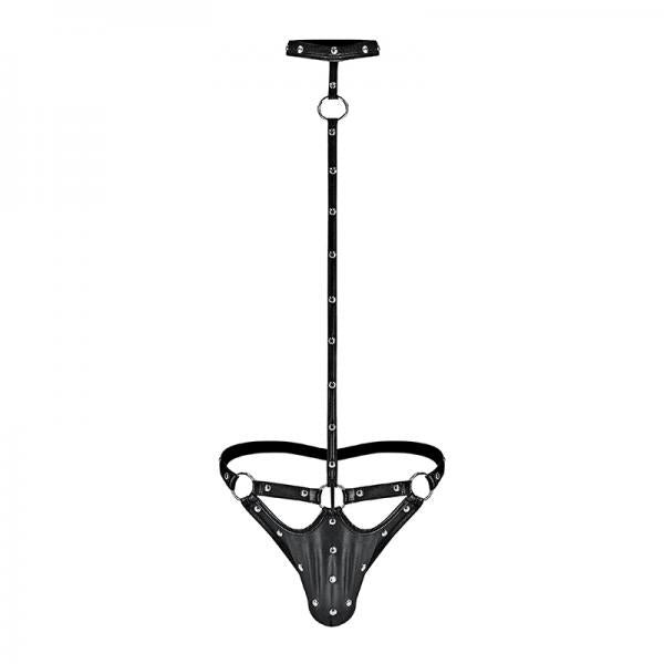 Male Power Fetish Tormentor Choker G-string Body Harness Black S/m