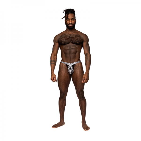 Male Power S'naked Criss Cross Thong Silver/black S/m