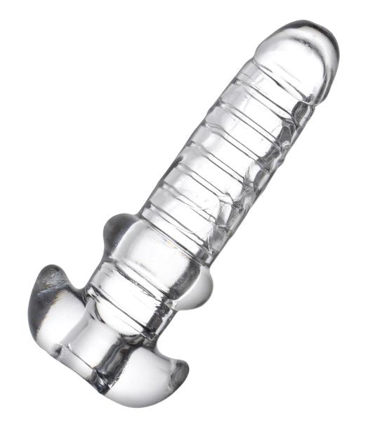 Tight Hole Clear Ribbed Penis Sheath