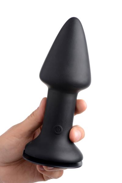 Mega Spade 10X Vibrating XL Silicone Plug Black