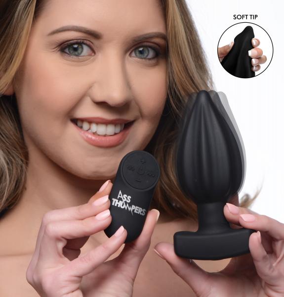 The Assterisk 10x Ribbed Silicone Remote Control Vibrating Butt Plug