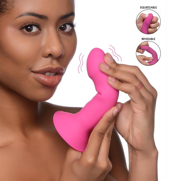10x Squeezable Vibrating Dildo - Pink