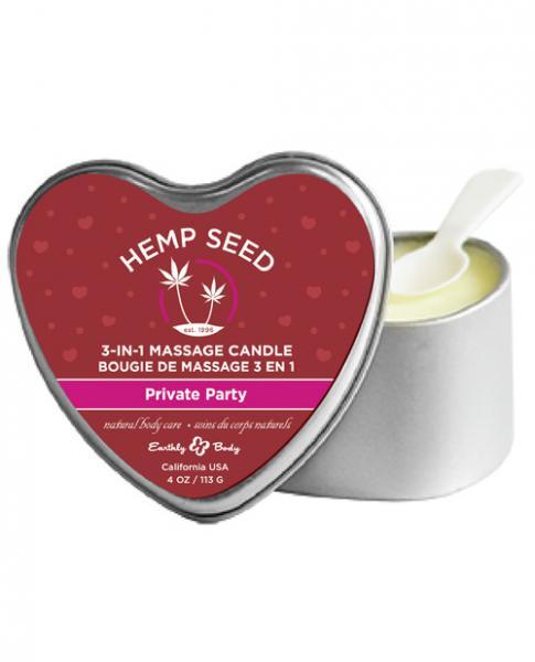 Earthly Body Candle 3 N 1 Heart Edible Private Party 4oz