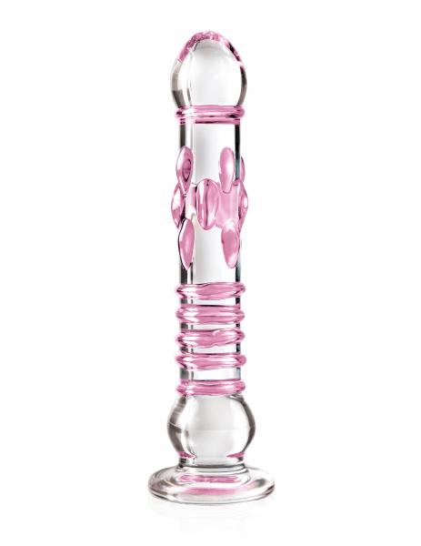 Icicles No 6 Textured Glass Dong 8.5 Inch Clear/Pink