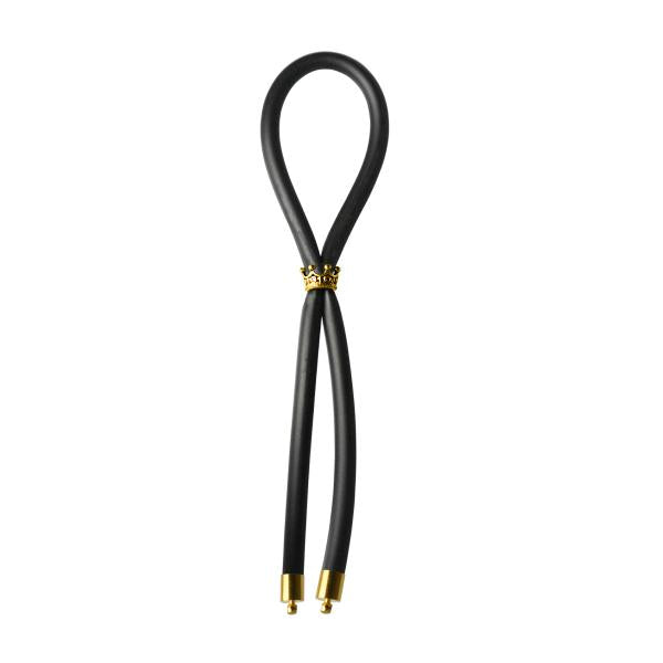 Bolo C-Ring Lasso Gold Crown Bead Silicone Black