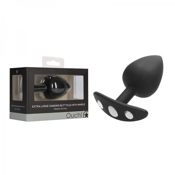 Extra Large Diamond Butt Plug W/ Handle Black