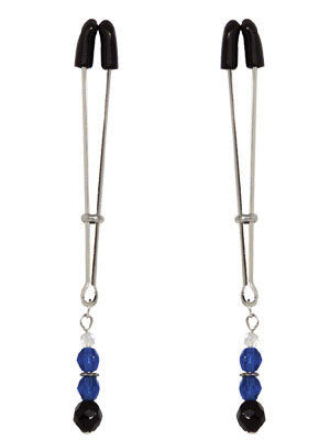 Blue Beaded Nipple Clamps With Tweezer Tip Blue