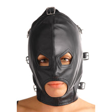 The Asylum Leather Hood With Removable Blindfold And Muzzle- Ml