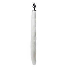 Extra Long Mink Tail Metal Anal Plug- White