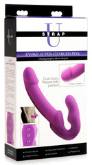 Evoke Rechargeable Vibrating Silicone Strapless Strap On - Pink