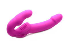 Evoke Rechargeable Vibrating Silicone Strapless Strap On - Pink