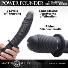 The Power Pounder Vibrating And Thrusting Silicone Dildo - Black