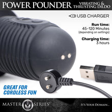 The Power Pounder Vibrating And Thrusting Silicone Dildo - Black