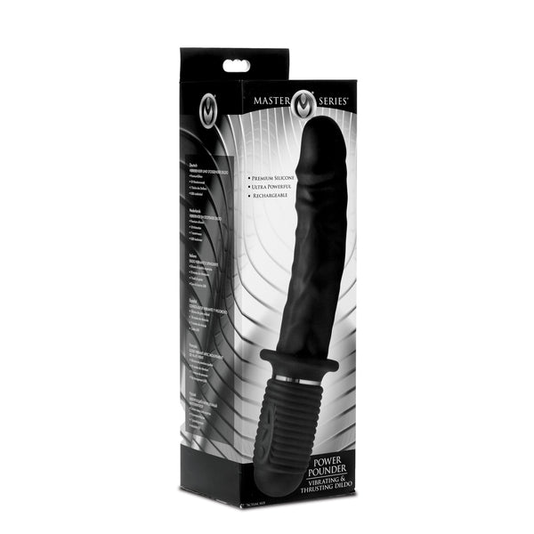 The Power Pounder Vibrating And Thrusting Silicone Dildo - Black