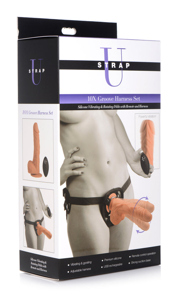 10x Groove Harness With Vibrating And Rotating Silicone